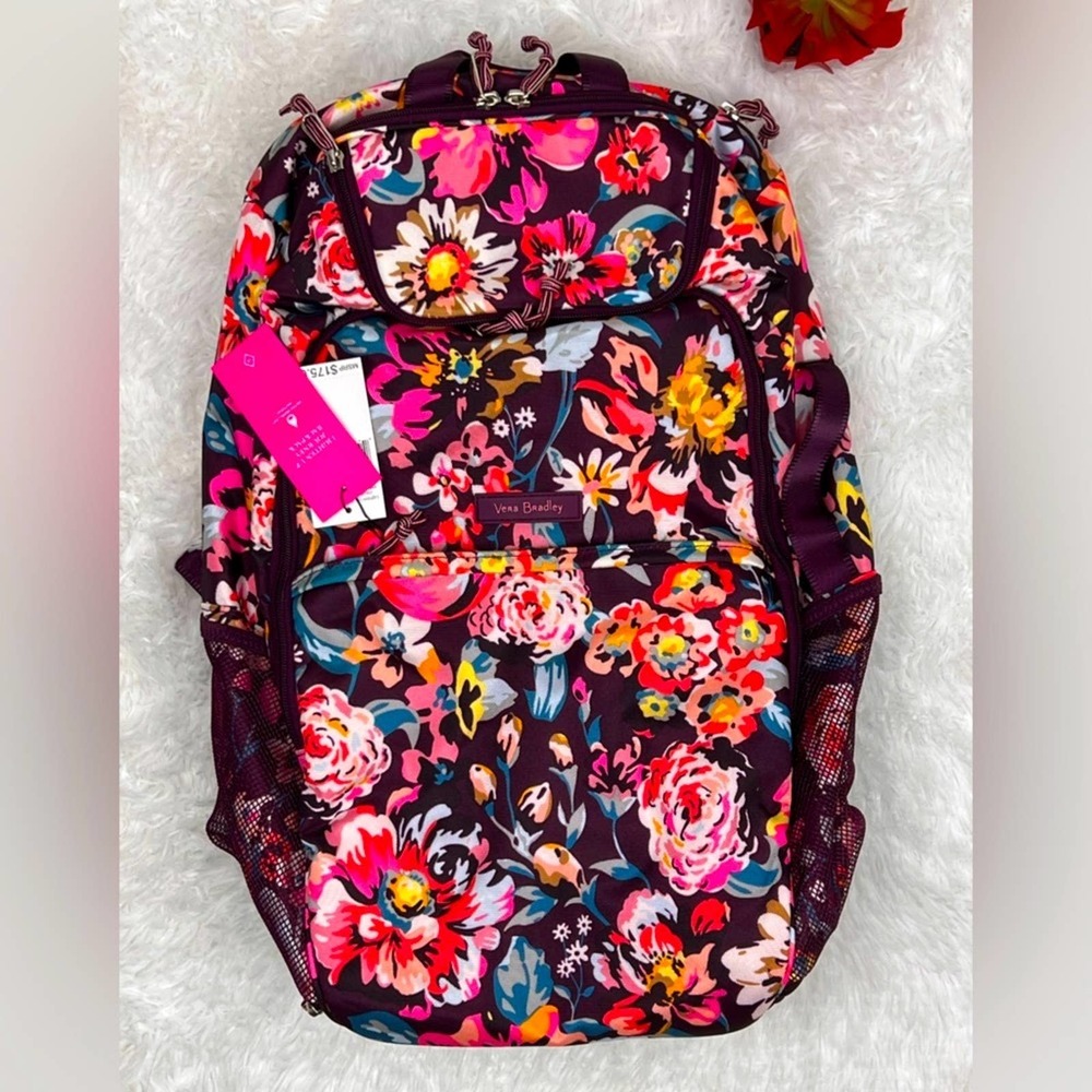NWT Vera Bradley Lighten Up Journey Backpack - Indiana Blossoms - Picture 2 of 16